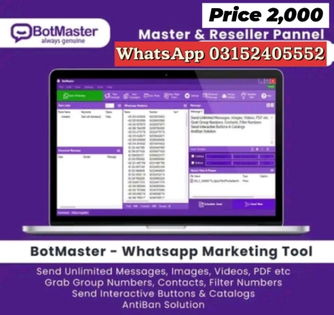 BotMaster Wa Sedner WhatsApp Marketing Software + 17 in 1 Softwares